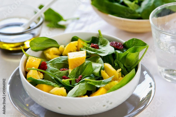 Obraz Mango and Pineapple with Spinach salad
