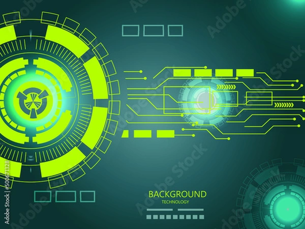 Obraz Digital HUD GUI UI with binary code. Futuristic, sci fi user interface. Virtual modern graphic. Technology background design. Dashboard display. Vector
