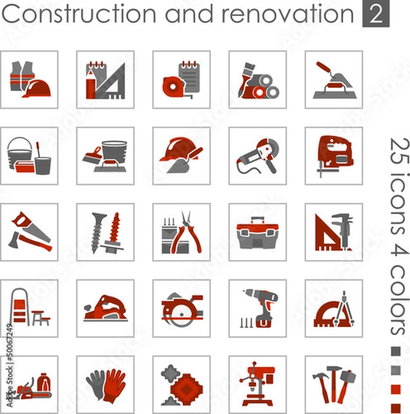 Fototapeta Constraction and renovation icons 2 (Red)