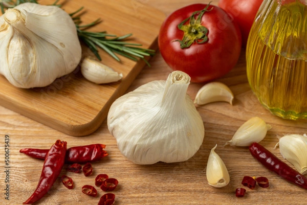Fototapeta ニンニクと唐辛子