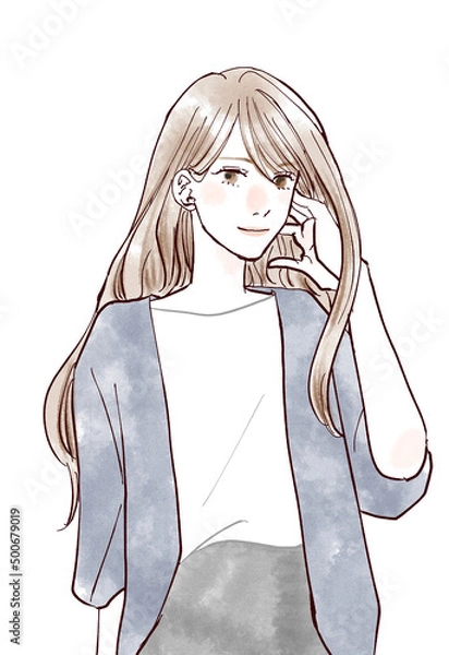 Obraz かっこよく髪をかきあげる女性