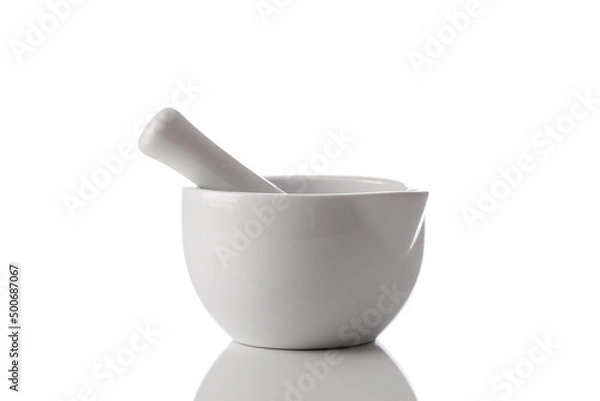 Fototapeta mortar and pestle isolated on white background