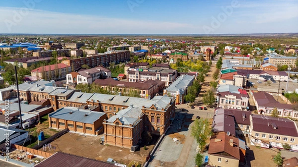 Fototapeta streets of the city of Buzuluk from above, a provincial town of Russia