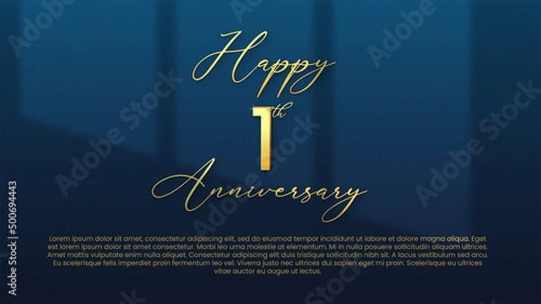 Fototapeta Happy Anniversary Gold Minimalist with 3D Editable Text Effect