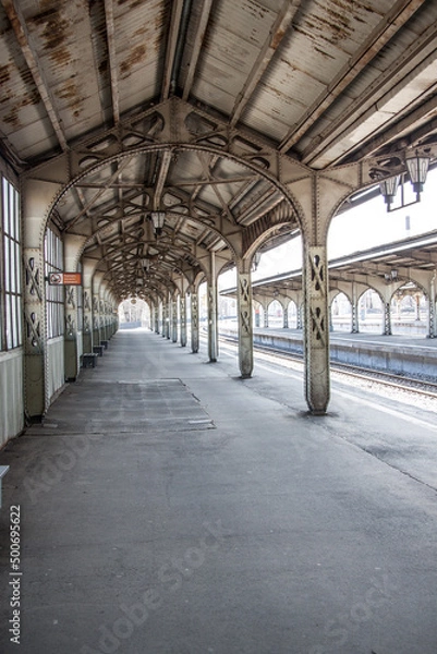 Obraz platform of the old station close-up