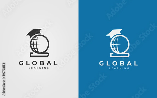 Obraz Global Learning Logo Design With Book And Hat