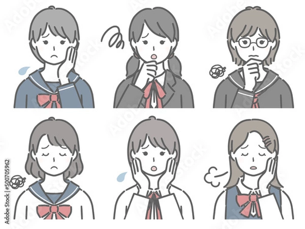 Fototapeta 困る女子学生の上半身セット