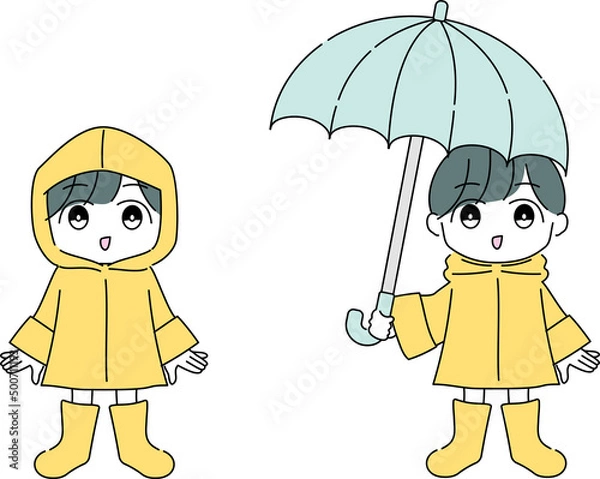 Obraz 雨ガッパを着たこども