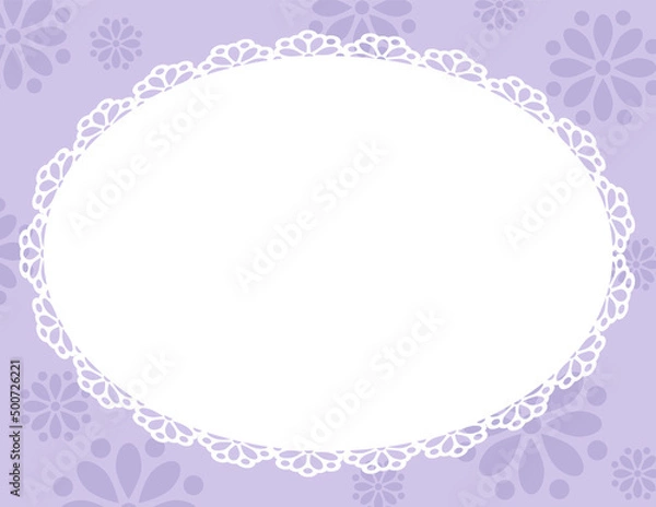 Fototapeta 花柄　レース　メッセージカード　パープル