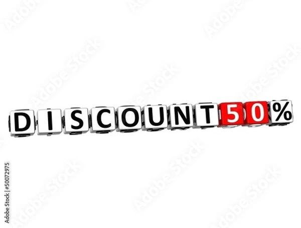 Fototapeta 3D Discount 50% Button Click Here Block Text