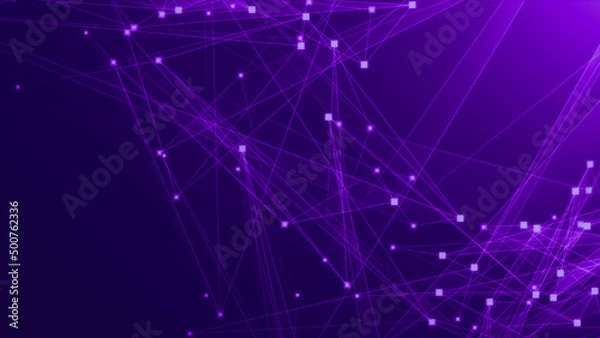 Obraz Abstract purple violet polygonal 3d rendering network technology background.