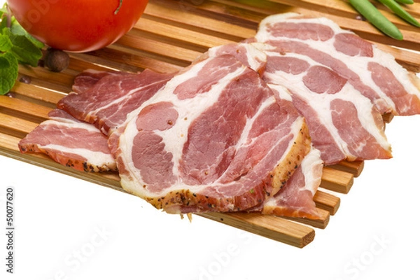 Fototapeta Bacon with vegetables