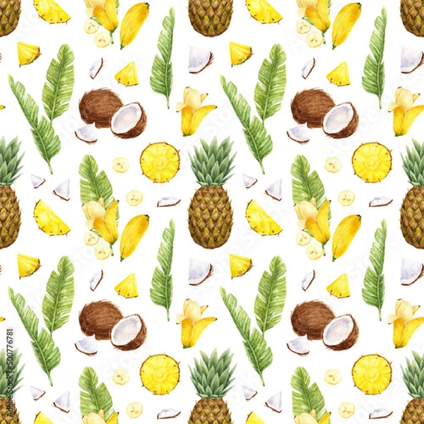 Obraz Seamless pattern with tropical fruits