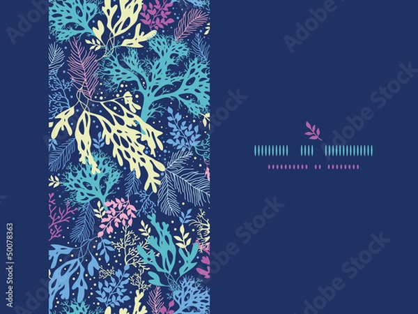 Fototapeta Vector underwater seaweed horizontal seamless pattern background