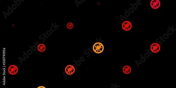 Obraz Dark Red vector backdrop with virus symbols.