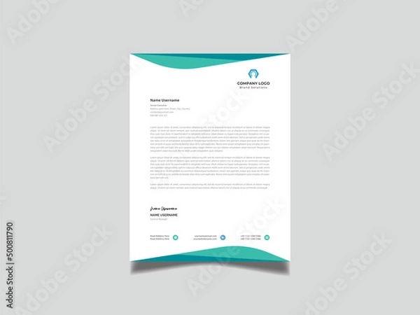 Obraz Modern company Blue Colored letterhead template abstract design 