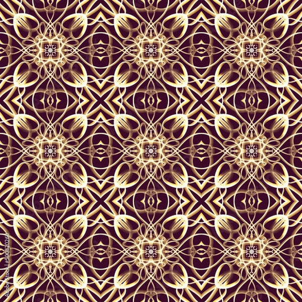 Obraz Seamless ornamental royal surface pattern in golden color with maroon background. Use for fashion design, clothing, fabrics, home decoration, bedding, wallpapers, invitations and greeting cards