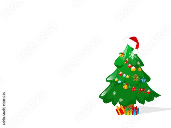 Obraz christmas tree with decorations in white background