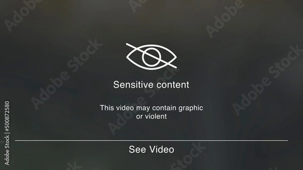 Fototapeta Sensitive Content with Blurred Video and Clicking Cursor to See the Video