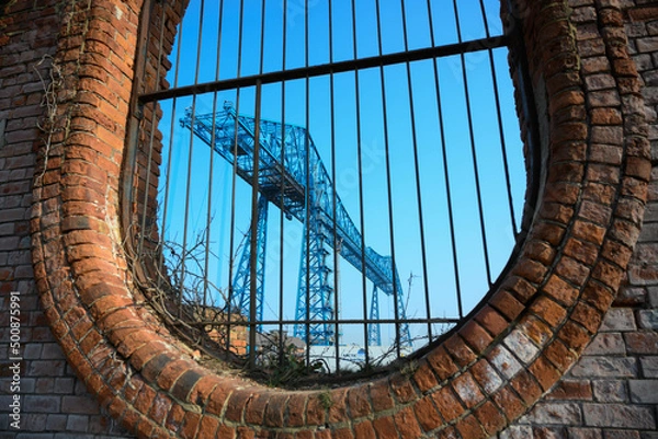 Fototapeta Transporter bridge through a window