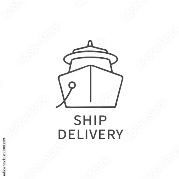 Fototapeta Vector icon or emblem for e-commerce security. Ship delivery badge.