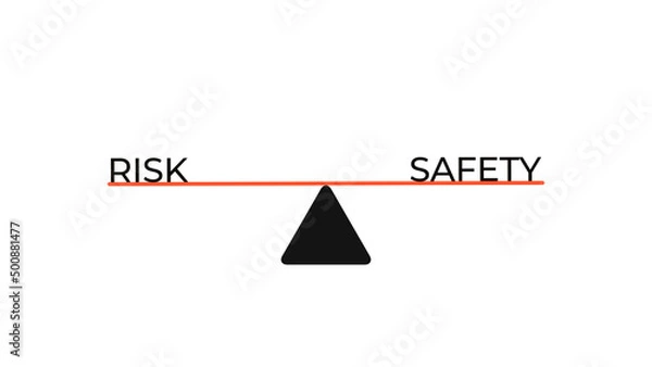 Fototapeta Balance Scales or Seesaw of Risk and Safety on White Background