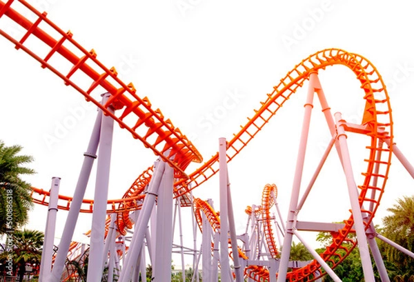 Obraz Roller coaster on white background