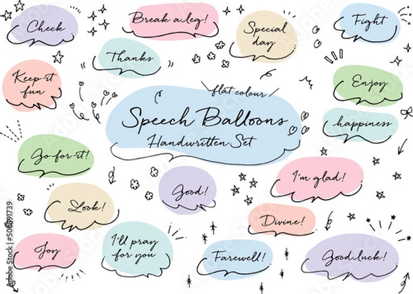 Obraz 手描きの吹き出しセット（フラットカラー）