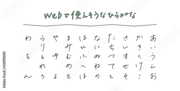 Obraz 手描きのひらがな　ボールペン字	

