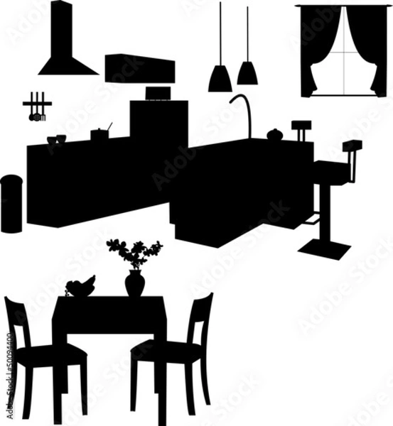 Fototapeta Kitchen interior silhouette