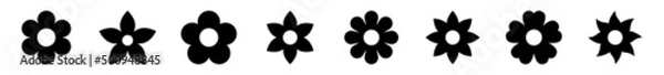 Fototapeta Flower icon set. Vector illustration of a flower. Black Flower icon. Good for stickers, labels, tags, gift wrapping paper and decoration.