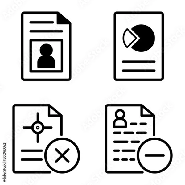 Fototapeta Docs1-2 Flat Icon Set Isolated On White Background