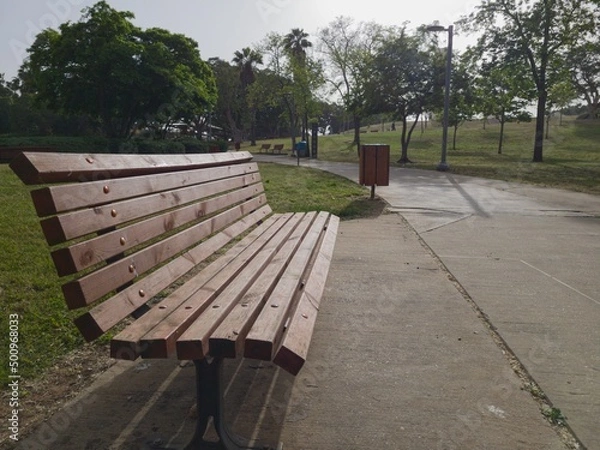 Obraz An Empty Bench in Park Edith Wolfson, Tel Aviv, Israel