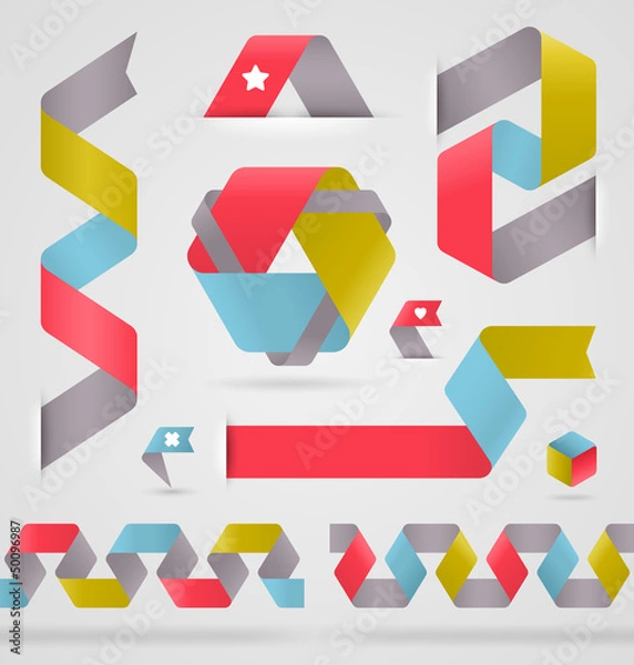 Fototapeta Abstract ribbon color shape for infographics