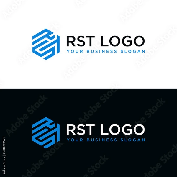 Obraz RST OR RTS HEXAGONAL LOGO DESIGN VECTOR