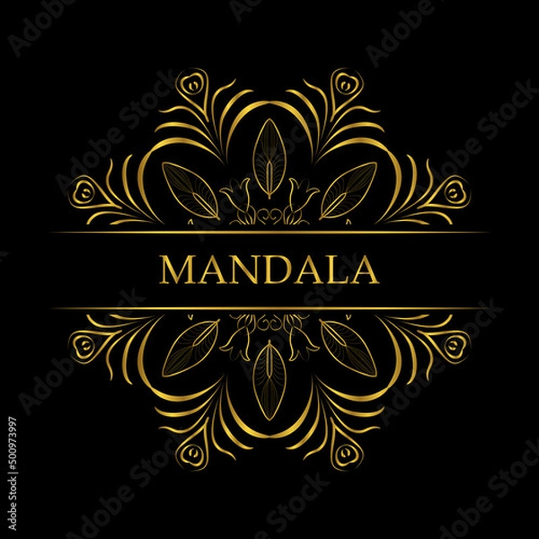 Obraz Golden mandala - badge, logo, icon. Vector illustration isolated on black background