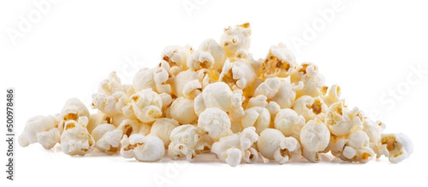 Fototapeta Heap of delicious popcorn, isolated on white background