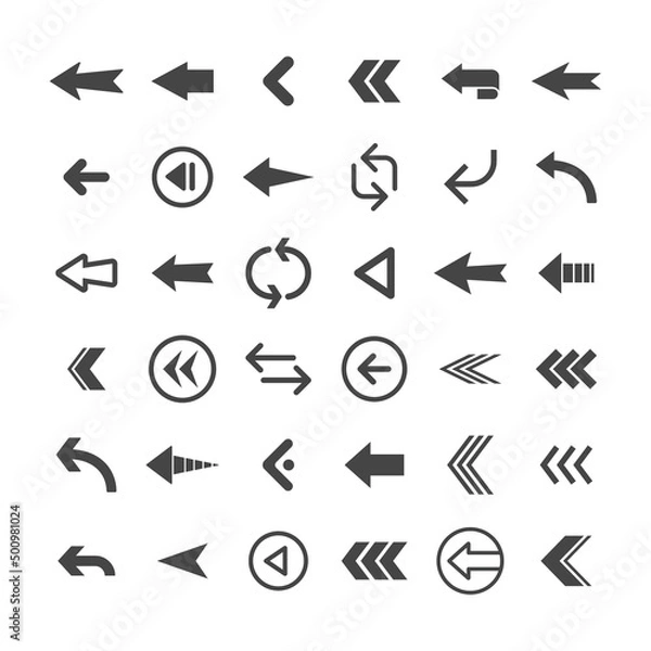 Fototapeta Arrow icons set. Vector pictogram arrows collection.