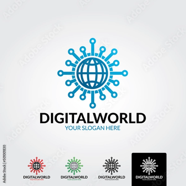 Obraz Digital world logo template - vector