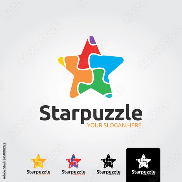 Obraz Star puzzle logo template - vector