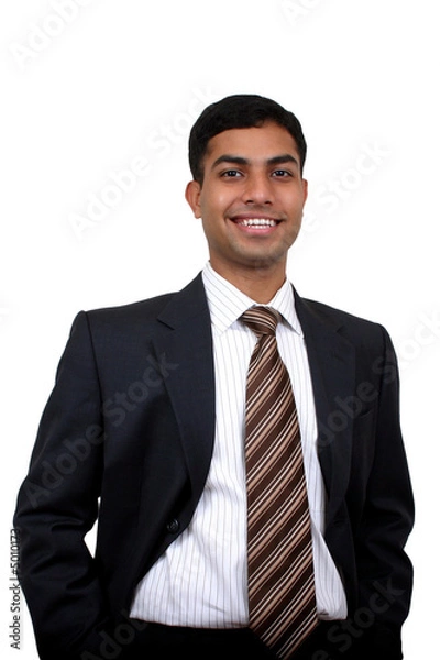 Obraz Indian business man smiling with. Clipping path available