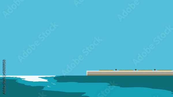 Obraz 海　真横　ふ頭　青空