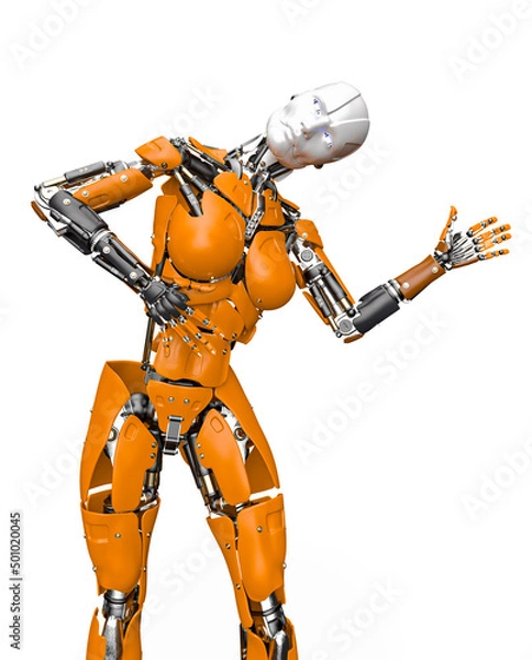Fototapeta amazing robot is doing a robot dance