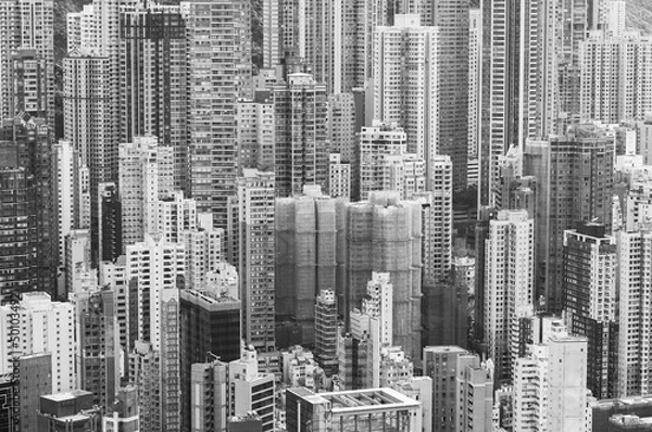 Fototapeta Aerial view of crowded building in Hong Kong city
