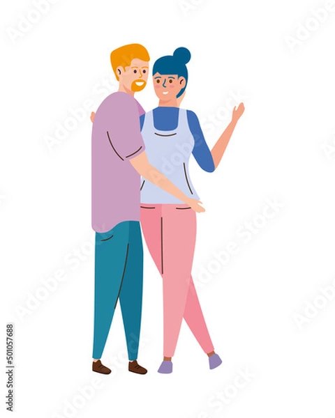 Fototapeta lovers couple hugging