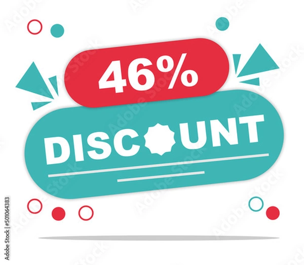 Obraz Offer 46 percent discount label isolated on white background. Special promo off price reduction badge vector illustration