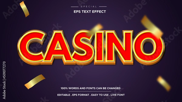 Fototapeta Editable casino slot text effect and gambling text style