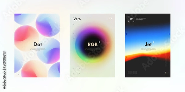 Obraz Creative trendy posters set. Modern soft gradient mesh shapes.