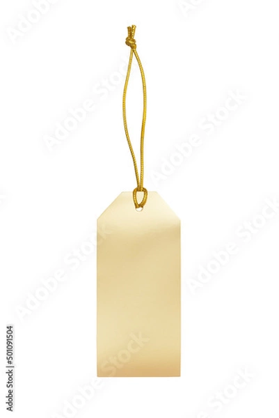 Obraz Golden label with string isolated on white background