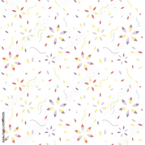Fototapeta Flowers. Seamless vector pattern. Flat vector summer elements. Fabric and wrapping paper design on a white background